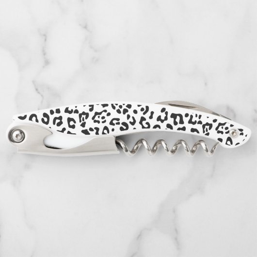 Girly Black en White Leopard Spot Kurkentrekker (Voorkant)