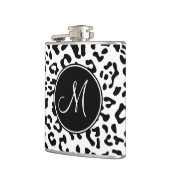 Girly Black en White Leopard Spot Monogram Heupfles (Links)