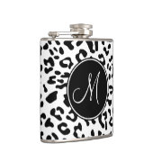 Girly Black en White Leopard Spot Monogram Heupfles (Rechts)