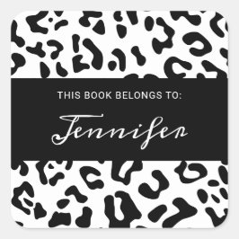 Girly Black en White Leopard Spot Vierkante Sticker