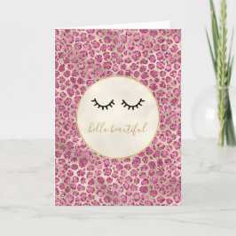 Girly Black Eyelashes Gold Pink Leopard Print Kaart