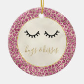 Girly Black Eyelashes Gold Pink Leopard Print Keramisch Ornament (Voorkant)