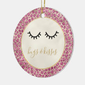 Girly Black Eyelashes Gold Pink Leopard Print Keramisch Ornament (Links)
