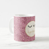 Girly Black Eyelashes Gold Pink Leopard Print Koffiemok (Voorkant links)