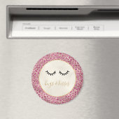 Girly Black Eyelashes Gold Pink Leopard Print Magneet (Insitu (Vaatwasser))