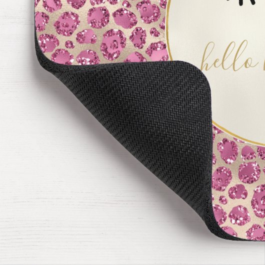 Girly Black Eyelashes Gold Pink Leopard Print Muismat (Hoek)