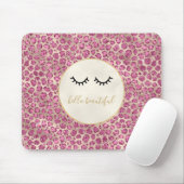 Girly Black Eyelashes Gold Pink Leopard Print Muismat (Met muis)