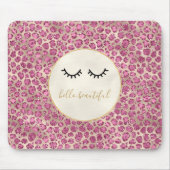Girly Black Eyelashes Gold Pink Leopard Print Muismat (Voorkant)