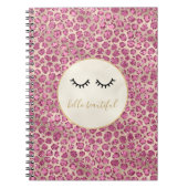 Girly Black Eyelashes Gold Pink Leopard Print Notitieboek (Voorkant)
