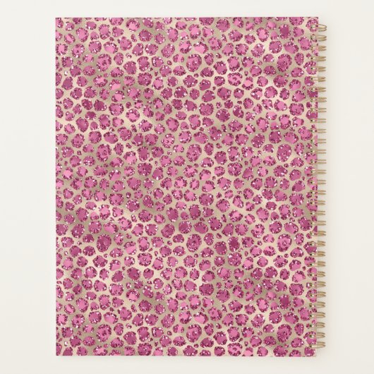 Girly Black Eyelashes Gold Pink Leopard Print Planner (Achterkant)