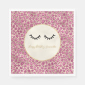 Girly Black Eyelashes Gold Pink Leopard Print Servet (Voorkant)