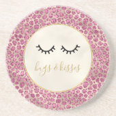 Girly Black Eyelashes Gold Pink Leopard Print Zandsteen Onderzetter (Voorkant)