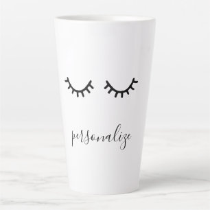 Girly Black Eyelashes Latte Mok