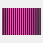 Girly Black Fuchsia Stripes en Flower Inpakpapier Vel (Voorkant 3)