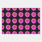 Girly Black Fuchsia Stripes en Flower Inpakpapier Vel (Voorkant)