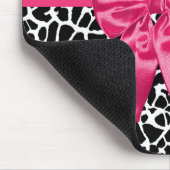Girly Black Giraffe Animal Print Cute Hot Pink Bow Muismat (Hoek)