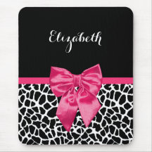 Girly Black Giraffe Animal Print Cute Hot Pink Bow