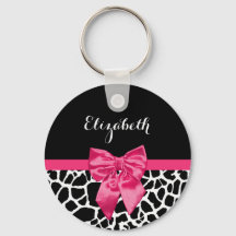 Girly Black Giraffe Animal Print Cute Hot Pink Bow