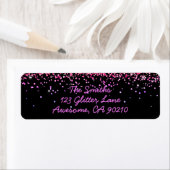 Girly Black Glitter New Home Return Label (Insitu)