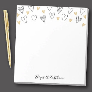 Girly Black Gold Heart Feminine Script-laptop Notitieblok