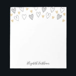 Girly Black Gold Heart Feminine Script-laptop Notitieblok<br><div class="desc">Een schattig blocnote met zwarte en gouden handgetekende harten. Pas het aan voor Valentijnsdag of om het even welke gelegenheid. Maakt Chic- en girale papierwaren. Ontworpen voor jou door Blackberry Boulevard.</div>