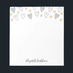 Girly Black Gold Heart Feminine Script-laptop Notitieblok<br><div class="desc">Een schattig blocnote met zwarte en gouden handgetekende harten. Pas het aan voor Valentijnsdag of om het even welke gelegenheid. Maakt Chic- en girale papierwaren. Ontworpen voor jou door Blackberry Boulevard.</div>