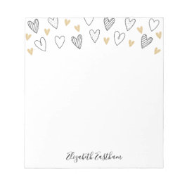 Girly Black Gold Heart Feminine Script-laptop Notitieblok
