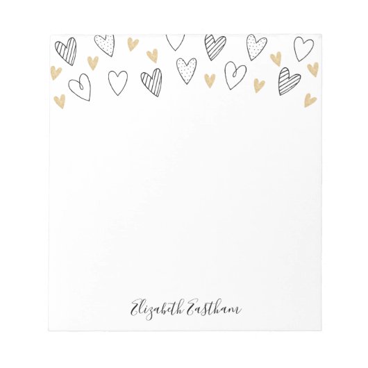Girly Black Gold Heart Feminine Script-laptop Notitieblok (Voorkant)