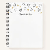 Girly Black Gold Heart Feminine Script Notitieboek (Voorkant)
