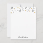 Girly Black Gold Heart Feminine Script Notitiekaartje (Voorkant)