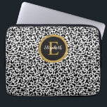 Girly Black Gold Leopard Monogram Laptop Sleeve<br><div class="desc">Een zwart-wit luipaardpatroon met een gouden en zwarte elegante monogram versiert deze laptophoes. Pas het aan voor jezelf of voor een geschenk! Ontworpen voor jou door Blackberry Boulevard.</div>