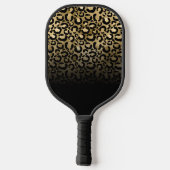 Girly Black Gold Leopard Ombre Monogram Pickleball Paddle (Achterkant)