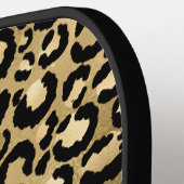 Girly Black Gold Leopard Ombre Monogram Pickleball Paddle (Links Detail)