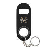 Girly Black Gold Monogram Elegant Chic Script Name Mini Flessenopener (Achterkant)