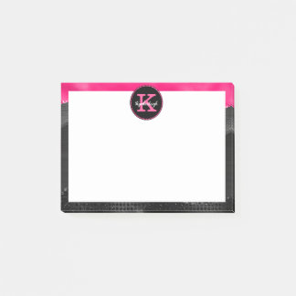 Girly Black Hot Pink Glam Waves Small Retangular Post-it® Notes