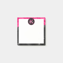 Girly Black Hot Pink Glam Waves Small Square Post-it® Notes
