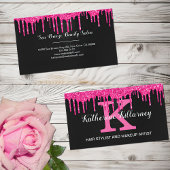 Girly Black Hot Pink Glitter Drift Chic Monogram Visitekaartje