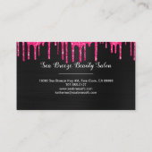 Girly Black Hot Pink Glitter Drift Chic Monogram Visitekaartje (Achterkant)