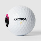 Girly Black Hot Pink Glitter Drift Monogram Naam Golfballen (Logo)