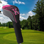 Girly Black Hot Pink Glitter Drift Monogram Naam Golfheadcover