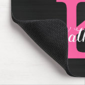 Girly Black Hot Pink Glitter Drift Monogram Naam Muismat (Hoek)