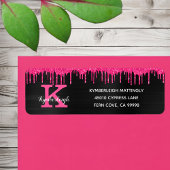 Girly Black Hot Pink Glitter Drivers Return-adres Etiket