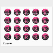 Girly Black Hot Pink Glitter Drivers Ronde Sticker (Vel)