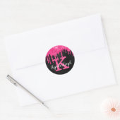 Girly Black Hot Pink Glitter Drivers Ronde Sticker (Envelop)