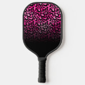 Girly Black Hot Pink Leopard Ombre Monogram Pickleball Paddle (Achterkant)