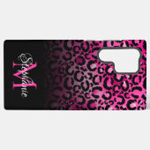 Girly Black Hot Pink Leopard Ombre Monogram Samsung Galaxy Hoesje (Achterkant horizontaal)