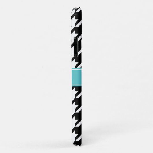 Girly Black Houndstooth Blue Monogram Case-Mate iPhone Case (Achterkant/rechts)
