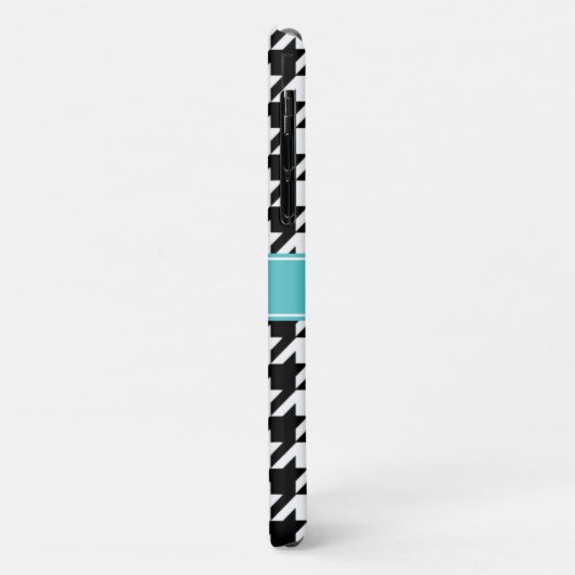 Girly Black Houndstooth Blue Monogram Case-Mate iPhone Case (Achterkant/links)
