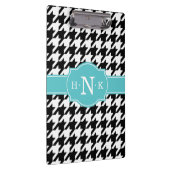 Girly Black Houndstooth Blue Monogram Klembord (Rechts)