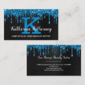 Girly Black Neon Blauwgroen Blue Glitter Drivers M Visitekaartje (Voorkant / Achterkant)